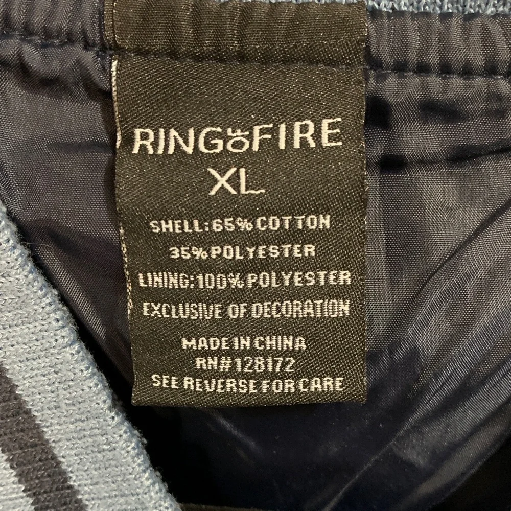 Ring‎ of Fire Blue Denim Bomber Jacket with Navy Accents